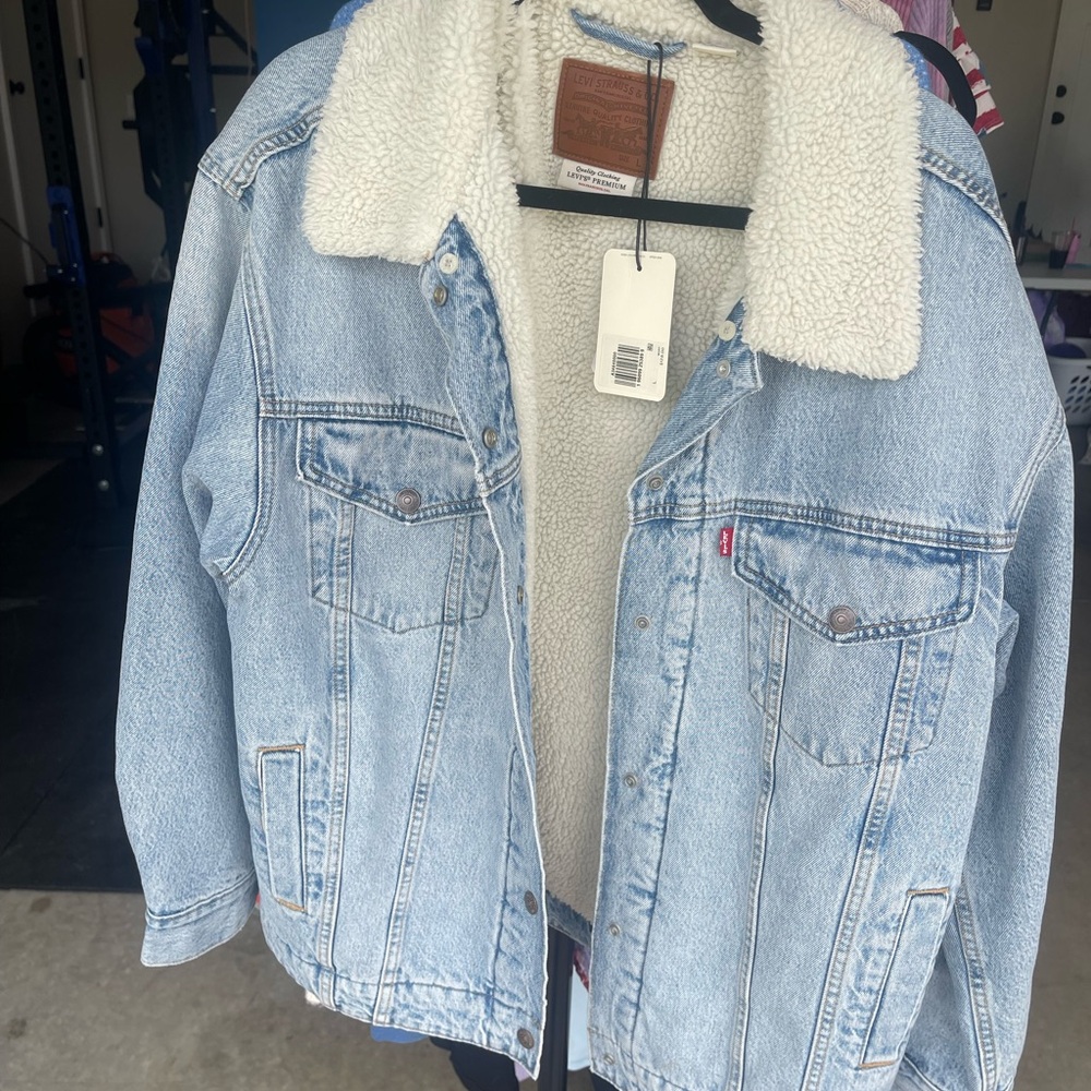 Levi's Blue and White Sherpa-Lined Jean Jacket
